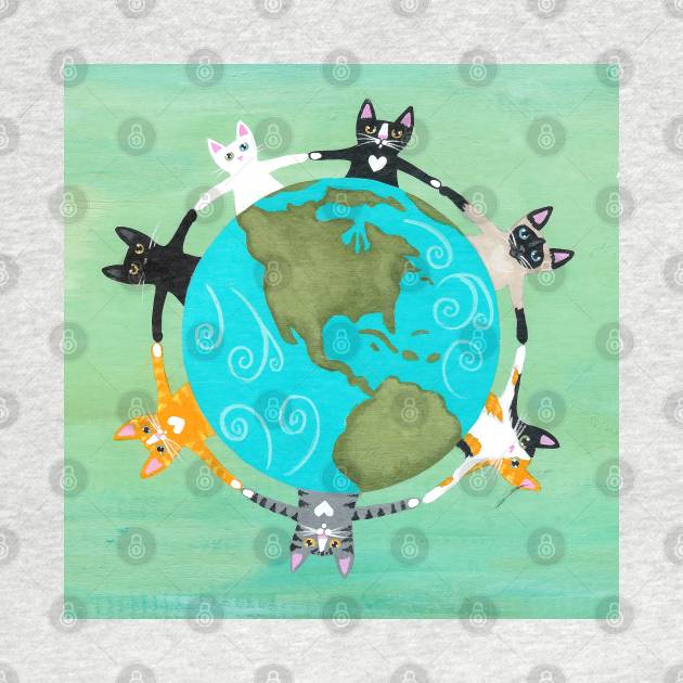 Love the Earth Cats by KilkennyCat Art